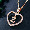 Alloy Crystal Rhinestone Heart with Initial Pendant Necklaces WGD4CFD-26-1