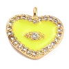 Golden Plated Brass Micro Pave Clear Cubic Zirconia Charms ZIRC-L097-033C-G-1