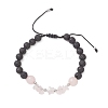 Natural Rose Quartz & Lava Rock Beads Braided Bead Bracelets for Women BJEW-JB12924-02-1