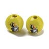 Printed Wood European Beads WOOD-L020-D07-1