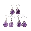 Natutal Amethyst Dangle Earrings EJEW-F343-A06-1