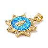 Rack Plating Brass Micro Pave Cubic Zirconia with Synthetic Opal Pendants KK-D088-10G-3