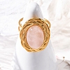 Oval Natural Rose Quartz Finger Rings RJEW-M063-01G-13-4