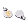 PVD Vacuum Plating Flat Round with San Benito & Word 304 Stainless Steel Charms X-STAS-I036-03B-2
