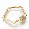Brass Micro Pave Clear Cubic Zirconia Screw Carabiner Lock Charms ZIRC-S066-005-2