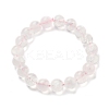 Natural Rose Quarts Round Beads Stretch Bracelets for Women BJEW-Q056-01B-4