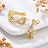 Rack Plating Brass Micro Pave Clear Cubic Zirconia Cuff Earrings EJEW-H147-06G-3