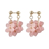 Flower Brass Resin Dangle Stud Earrings EJEW-TA00778-02-2
