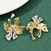 Brass Micro Pave Clear Cubic Zirconia Bowknot Stud Earrings EJEW-P323-01G-2
