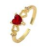 Rack Plating Brass Micro Pave Cubic Zirconia Open Cuff Finger Rings for Women RJEW-M028-90G-4