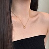 Round Ring 925 Sterling Silver Pave Cubic Zirconia Pendant Necklaces for Women NJEW-F338-01G-4