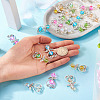 24Pcs 6 Colors Synthetic Moonstone Dyed Pendants with Antique Silver Plated Alloy Wing FIND-TA0003-86-5