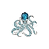 Zinc Alloy Aquamarine Rhinestone Brooch JEWB-C040-01C-P-1