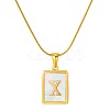 Stainless Steel Snake Bone Chain Alphabet Necklace with Shell Pendant WD3660-24-1