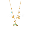 Starfish Shell Shape 304 Stainless Steel Cubic Zirconia Pendant Necklaces STAS-OY010-07G-1