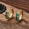Green Cubic Zirconia Hoop Earrings EJEW-C022-08G-1