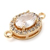 Brass Pave Clear Cubic Zirconia Connector Charms KK-G503-31G-2