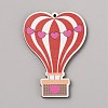 Single Face Printed Heart Wood Big Pendants WOOD-CJC0011-07I-1