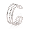 Non-Tarnish 304 Stainless Steel Triple Line Open Cuff Ring for Women RJEW-C025-12P-1