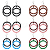 6 Pairs 6 Colors Wood Double Ring Dangle Earrings with Iron Pins for Women EJEW-FI0002-38-1