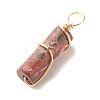 Natural Leopard Skin Jasper Pendants PALLOY-JF01453-04-4