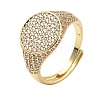 Brass Micro Pave Cubic Zirconia Cuff Rings for Women RJEW-A069-13G-03-4