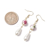 Round with Flower Pattern Porcelain Ceramic Dangle Earrings EJEW-JE06347-04-3