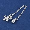 Brass Pave Clear Cubic Zirconia European Safety Chains with Charms KK-L236-15A-S-2