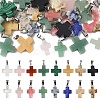 20Pcs Opalite/Synthetic Goldstone/Malachite/Turquoise/Natural Blue Spot Jasper/Crazy Agate/Green Aventurine/Indian Agate/Topaz Jade Cross Pendants G-YW0002-27-2