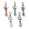 Glass Wishing Bottle with Synthetic & Natural Bead Chip inside Pendant Decorations HJEW-JM01741-1