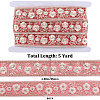 5 Yards Polyester Embroidery Flower Lace Ribbon with Imitation Pearl OCOR-CY0001-16D-2