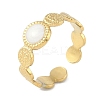 Ion Plating(IP) 304 Stainless Steel Enamel Textured Round Cuff Finger Rings RJEW-L107-066G-01-1