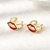 Lip Brass Micro Pave Clear Cubic Zirconia Cuff Earrings EJEW-C186-16G-1