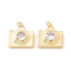 Brass Micro Pave Clear Cubic Zirconia Pendants X-ZIRC-P098-12G-1