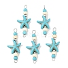 10Pcs 2 Colors Dyed Synthetic Turquoise Starfish Rondelle Round Beaded Connector Charms PALLOY-JF04015-2