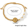 Imitation Pearl and Brass Saint Benedict Braided Bead Bracelets KP6024-4