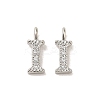 Initial Letter Brass Micro Pave Cubic Zirconia Pendants ZIRC-F008-I-1