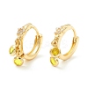 Star Cubic Zirconia Hoop Earrings with Flat Round Drop EJEW-P196-19G-07-1