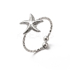 Non-Tarnish 304 Stainless Steel Starfish Open Cuff Rings for Women RJEW-H136-06P-1