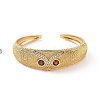 Cubic Zirconia Owl Open Cuff Bangle BJEW-F445-05G-2