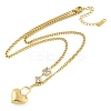 Ion Plating(IP) 304 Stainless Steel Pave Clear Cubic Zirconia Heart Lock Pendant Necklaces for Women NJEW-K276-25G-2