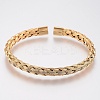304 Stainless Steel Cuff Bangles Torque Bangles BJEW-H570-27-2