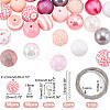 DIY October Breast Cancer Pink Awareness Ribbon Theme Bracelet Keychain Pendant Decoration Making Kit DIY-PH0020-78-2