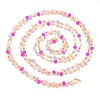 Faceted Rondelle Glass & Round 304 Stainless Steel Beaded Chains CHS-G026-01KCG-01-3