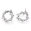 Rack Plating Alloy Wire Wrapped Ring Stud Earrings with 925 Sterling Silver Pins for Women EJEW-T013-03P-1