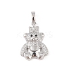 Brass Micro Pave Clear Cubic Zirconia Pendants KK-E111-33P-1