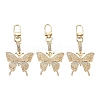 3Pcs Alloy Rhinestone Butterfly Pendant Decorations HJEW-YW00206-1