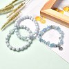 Natural Aquamarine Beads Stretch Bracelet Set for Men Women Girl Gift BJEW-JB06709-5