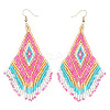 Bohemian Handmade Glass Seed Beads Tassel Dangle Earrings CB9270-4-1
