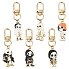 Halloween Skeleton Alloy Enamel Pendant Decoration HJEW-YW00033-01-2